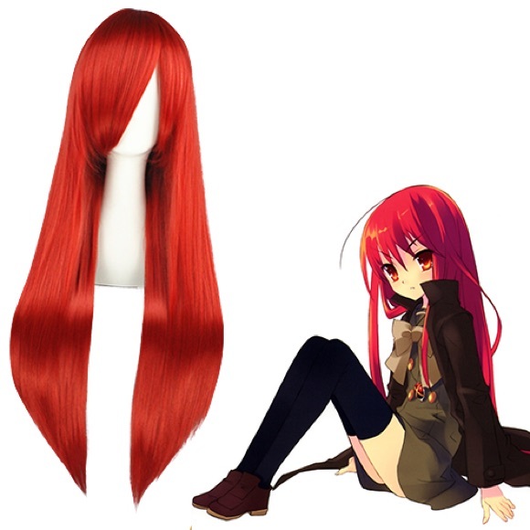 80cm Long Red Wig Long Straight Shakugan no Shana-shana Lolita Anime Cosplay - Picture 2 of 4